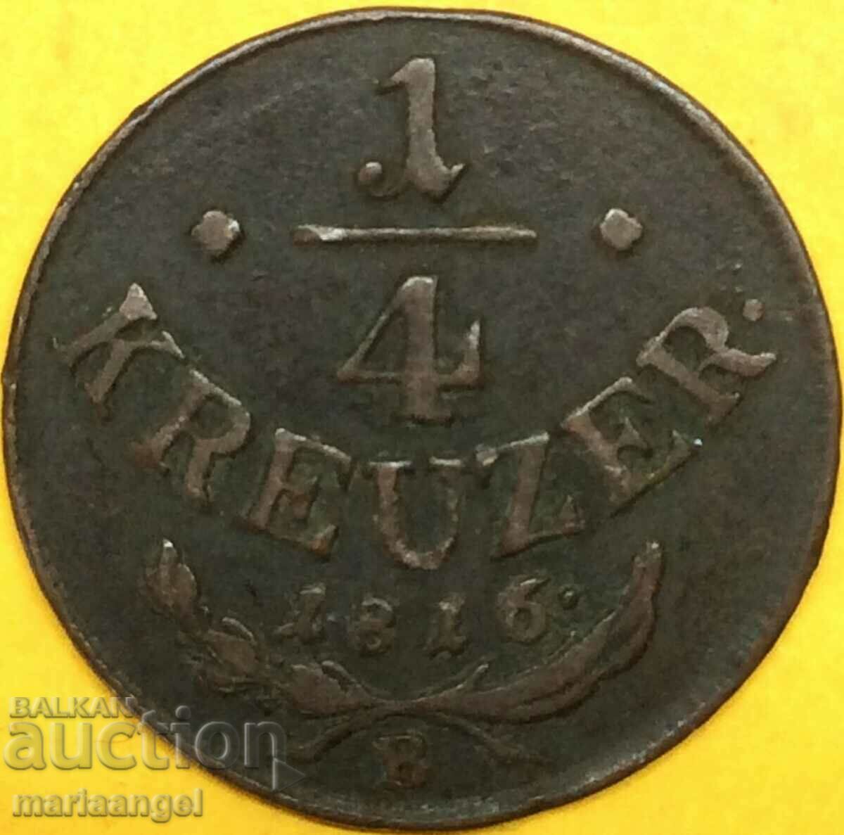 1/4 Kreuzer 1816 B - Kremnic med