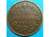 Italia - 10 centesimi 1894 Umberto I 30mm