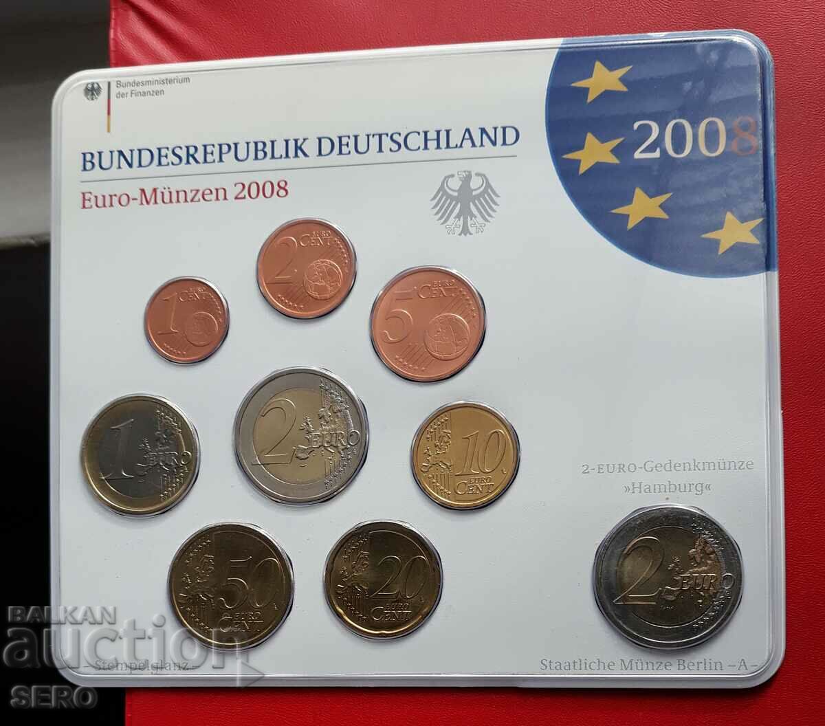 Germany SET 2008 A-Berlin of 9 coins/2x2 euro/