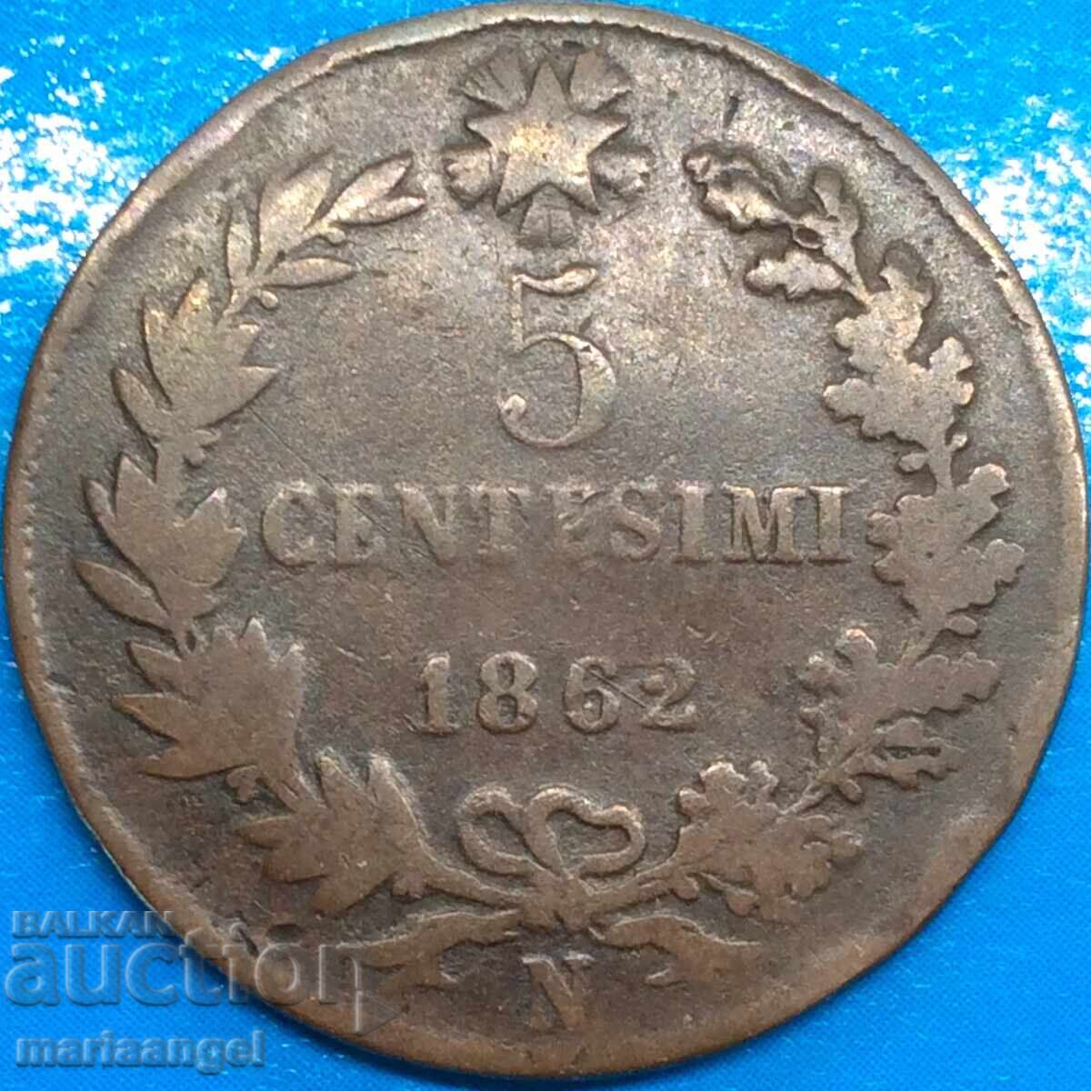 ITALIA 1862 5 centesimi centesimi N - Napoli