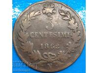 ITALY 1862 5 centesimi centesimi N - Naples