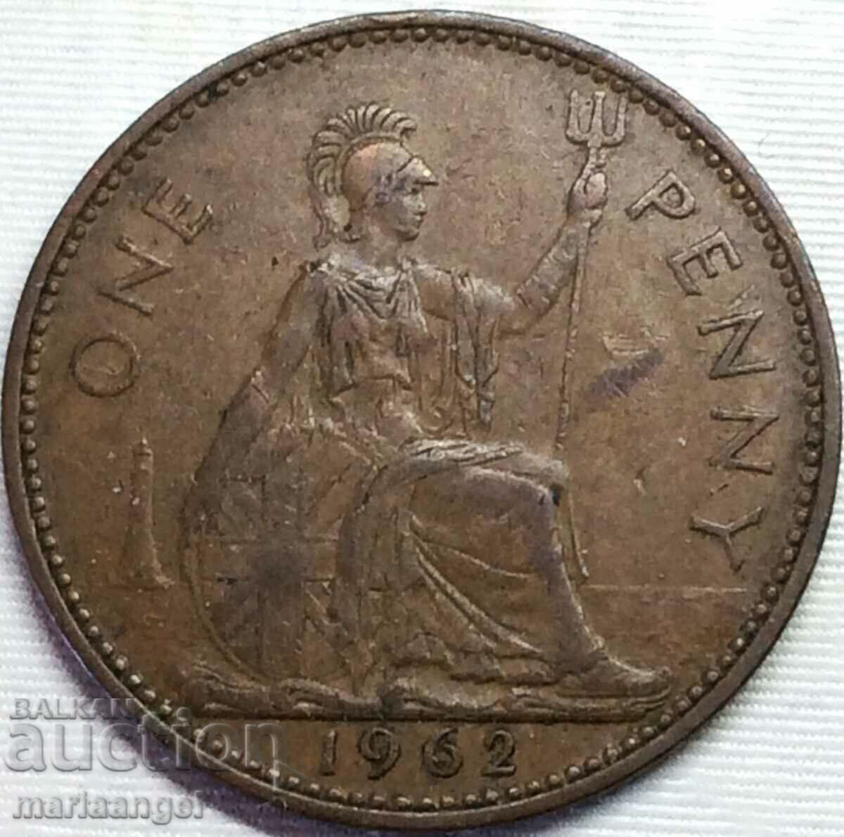 Great Britain 1 Penny 1962 30mm Bronze 2