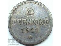 Saxonia 2 Pfennig 1841 Germania G - Allretburg - destul de rar