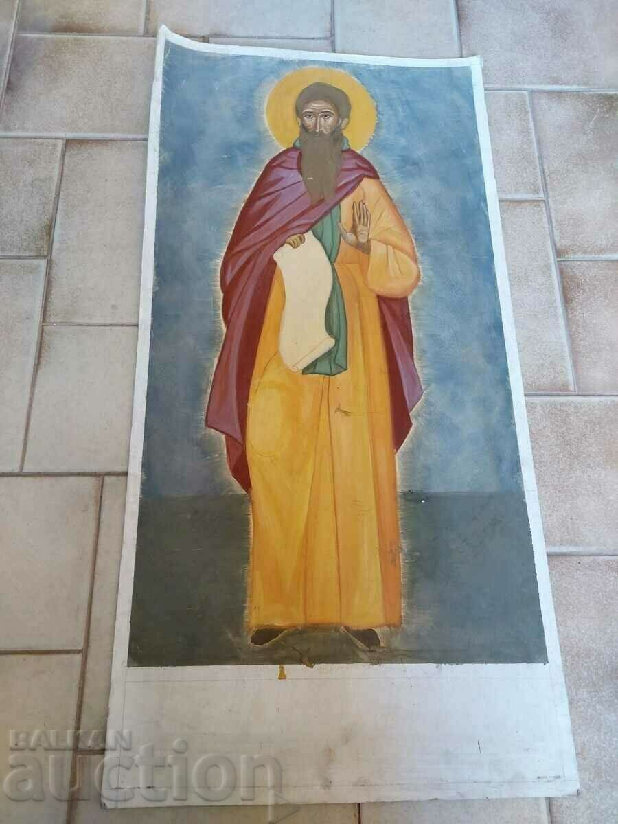 . LARGE PAINTED ICON SAINT SAINT THICK CARDBOARD