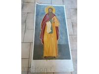 . LARGE PAINTED ICON SAINT SAINT THICK CARDBOARD