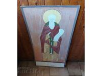 . LARGE PAINTED ICON SAINT SAINT THICK CARDBOARD