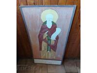 . LARGE PAINTED ICON SAINT SAINT THICK CARDBOARD