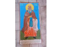 . LARGE PAINTED ICON SAINT SAINT SAVA THICK CARDBOARD