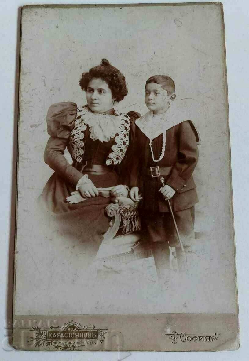 . 1890 FEMEIE COPIL FAMILIE FOTO VECHI FOTOGRAFIE CARTON