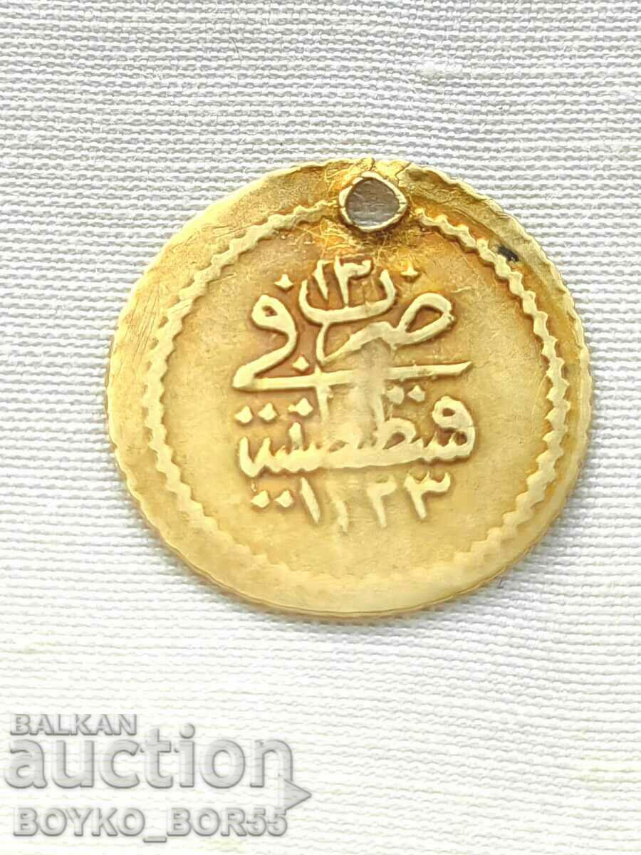 Turkish Gold Coin 1/4 Zeri Mahbub 1223(13)