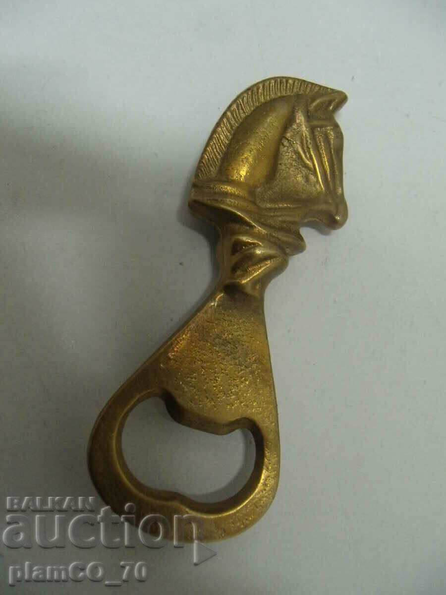 No.*7771 old metal / bronze opener - horse - embossed