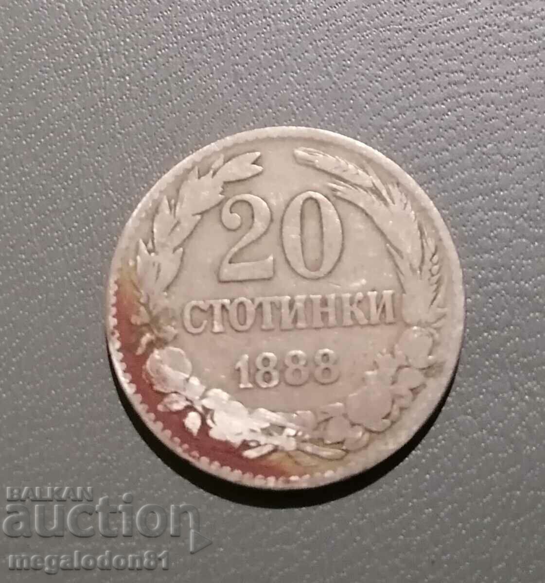 Bulgaria - 20 de cenți 1888