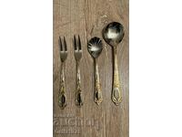 Solingen Vintage 23-24k gold plating. 4 pieces of utensils.