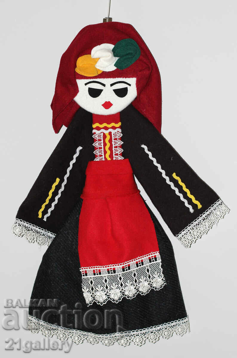 Auction 64 cm. Doll folk costume wool/textile wall decoration Auction 64 cm. Doll folk costume wool/textile wall decoration