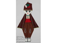 64 cm. Doll folk costume wool/textile wall decoration