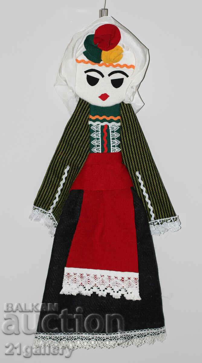 Auction 64 cm. Doll folk costume wool/textile wall decoration Auction 64 cm. Doll folk costume wool/textile wall decoration