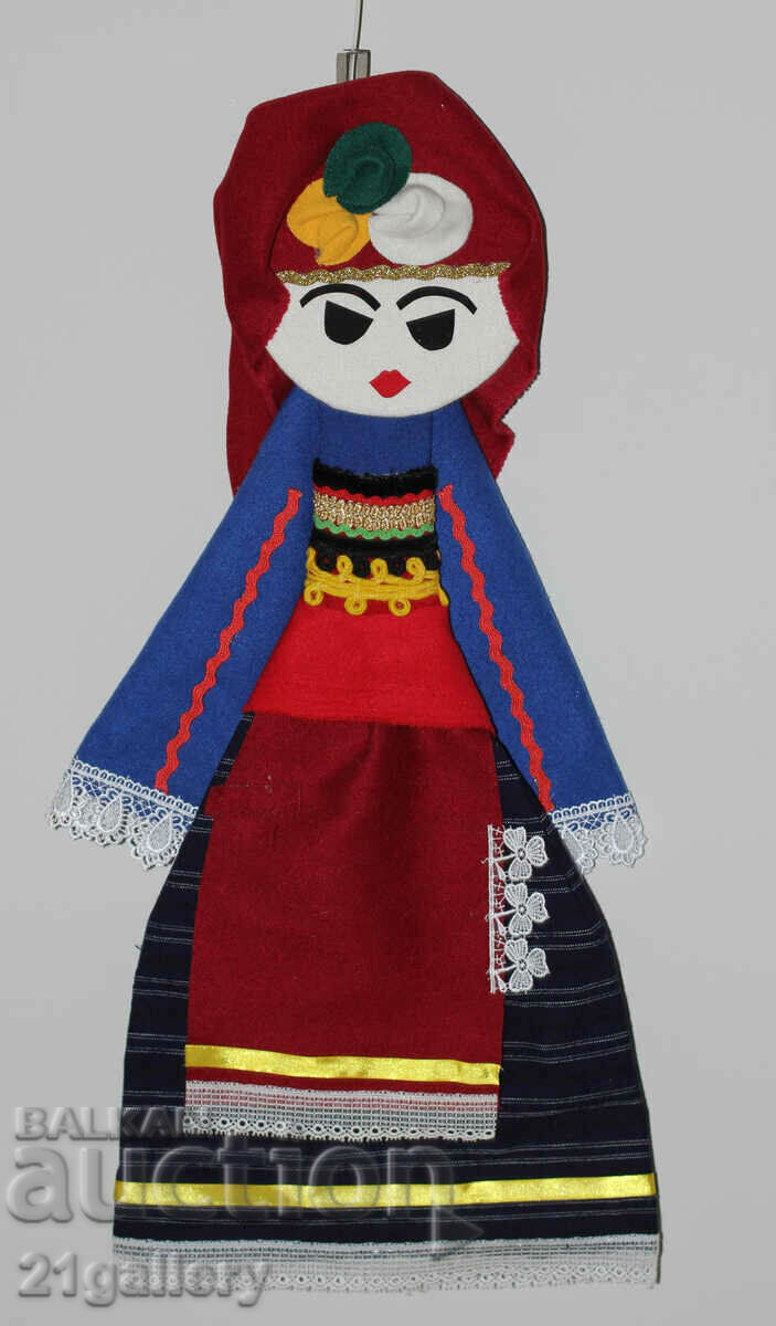 Auction 64 cm. Doll folk costume wool/textile wall decoration Auction 64 cm. Doll folk costume wool/textile wall decoration