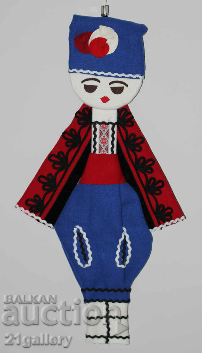 Auction  64 cm. Doll folk costume wool/textile wall decoration