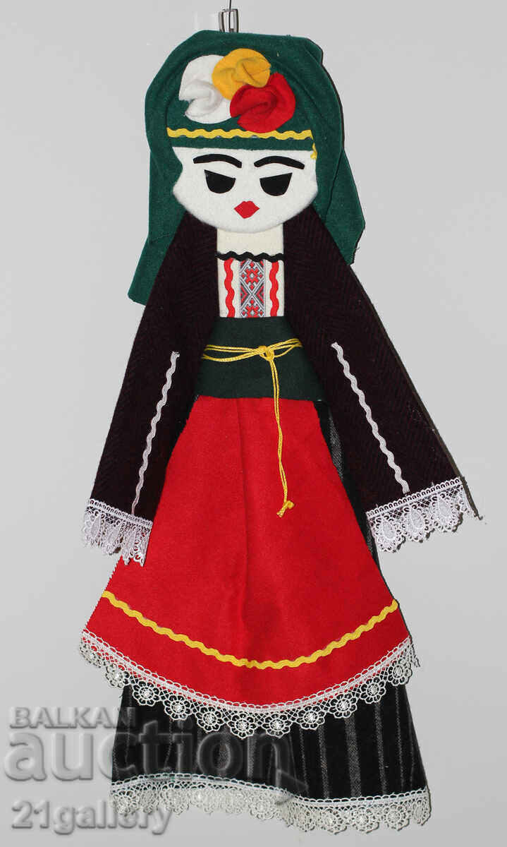 Auction 64 cm. Doll folk costume wool/textile wall decoration Auction 64 cm. Doll folk costume wool/textile wall decoration