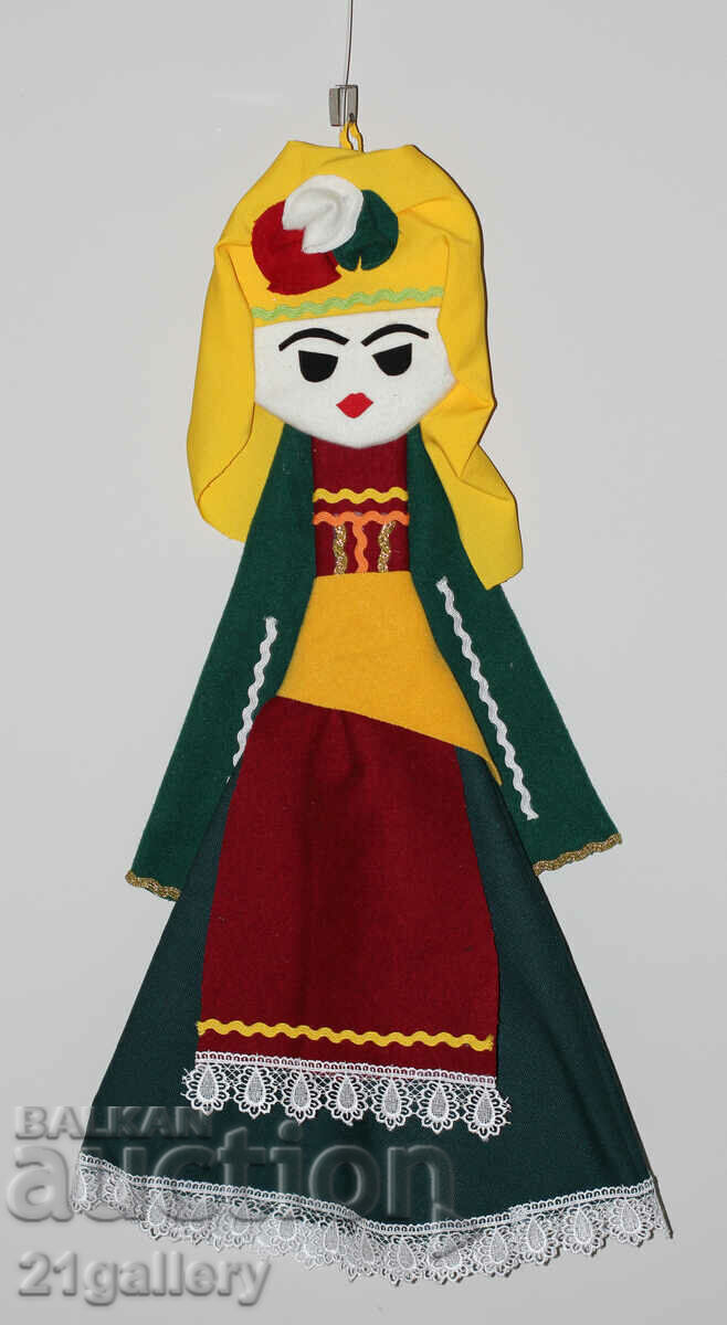 64 cm. Doll folk costume wool/textile wall decoration 64 cm. Doll folk costume wool/textile wall decoration