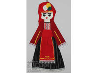 64 cm. Doll folk costume wool/textile wall decoration