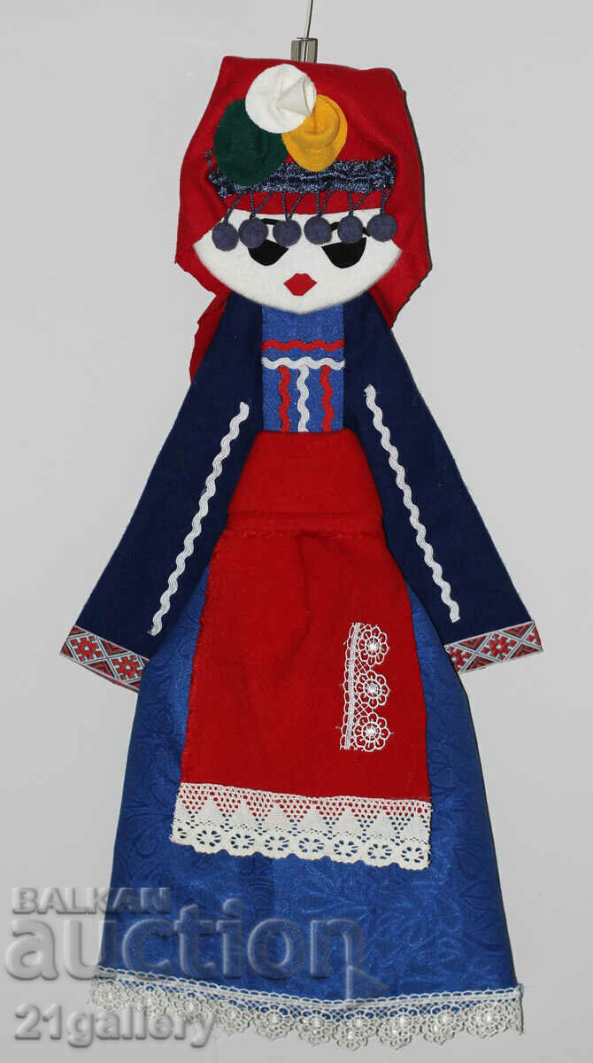 Auction 64 cm. Doll folk costume wool/textile wall decoration Auction 64 cm. Doll folk costume wool/textile wall decoration