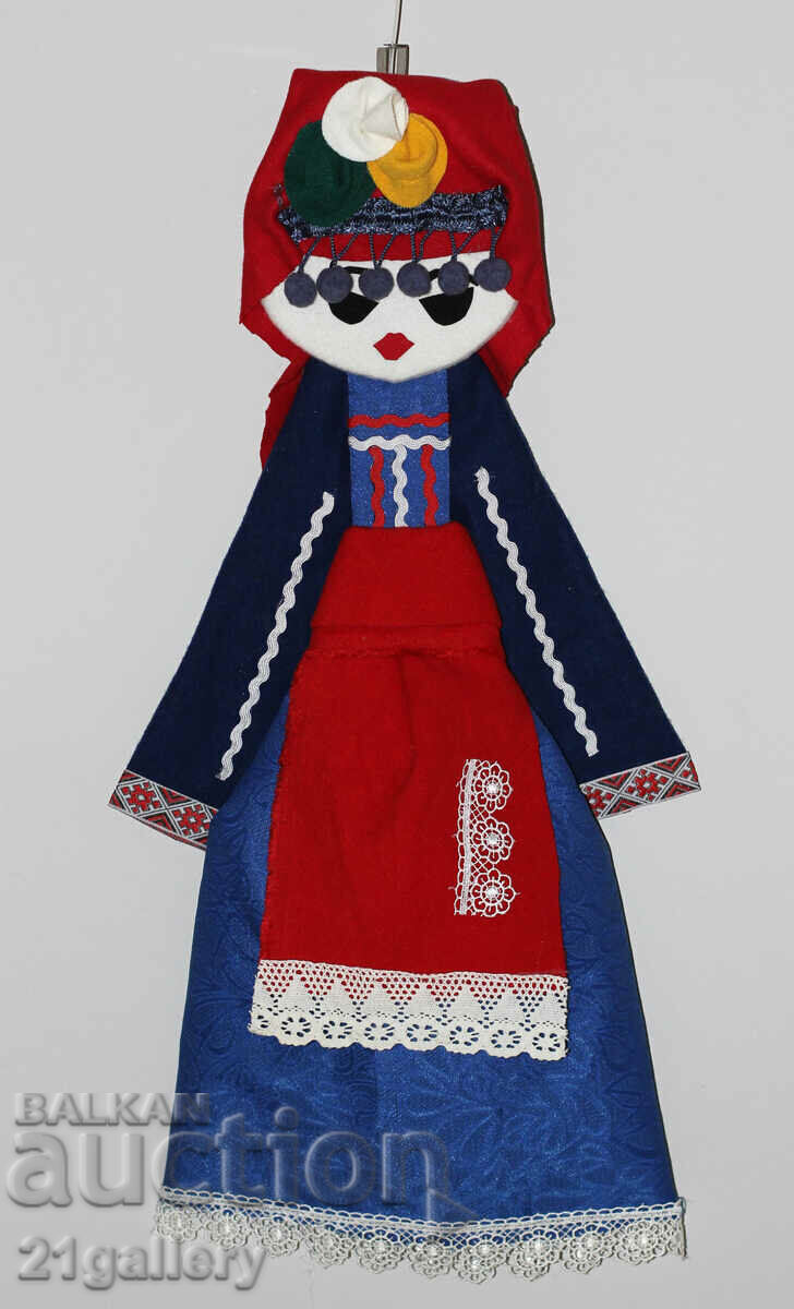 64 cm. Doll folk costume wool/textile wall decoration 64 cm. Doll folk costume wool/textile wall decoration