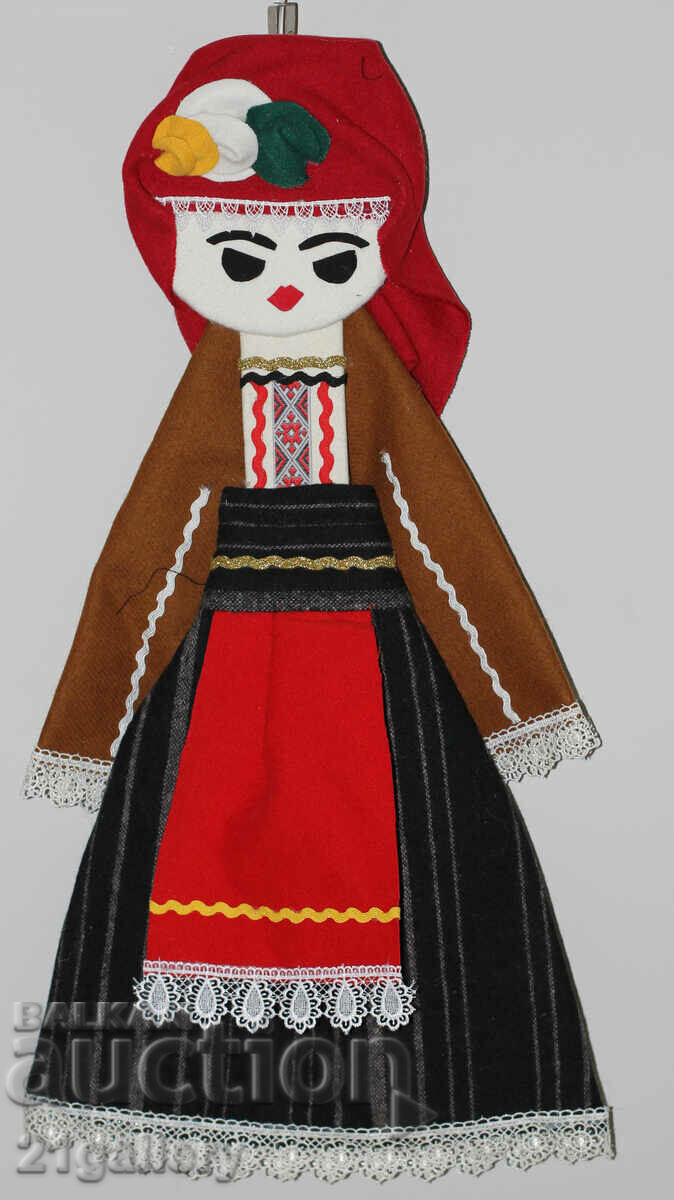 Auction 64 cm. Doll folk costume wool/textile wall decoration Auction 64 cm. Doll folk costume wool/textile wall decoration