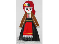 64 cm. Doll folk costume wool/textile wall decoration