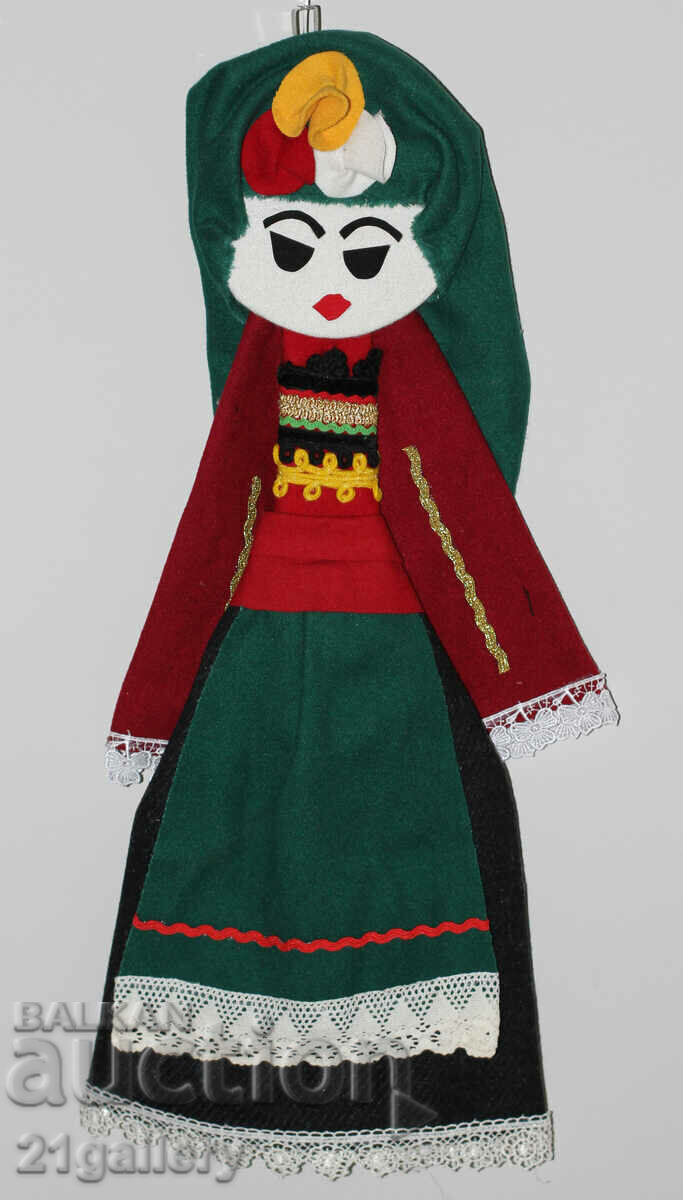 Auction 64 cm. Doll folk costume wool/textile wall decoration Auction 64 cm. Doll folk costume wool/textile wall decoration