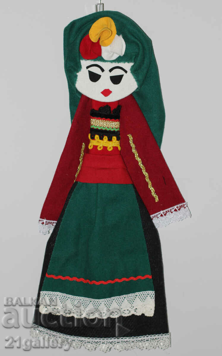 64 cm. Doll folk costume wool/textile wall decoration 64 cm. Doll folk costume wool/textile wall decoration