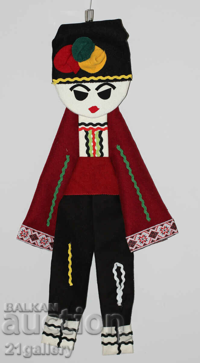 Auction 64 cm. Doll folk costume wool/textile wall decoration Auction 64 cm. Doll folk costume wool/textile wall decoration