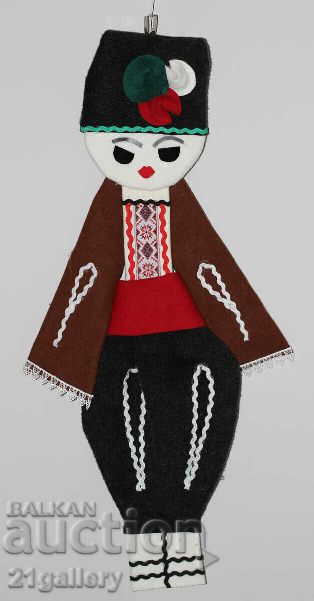 64 cm. Doll folk costume wool/textile wall decoration 64 cm. Doll folk costume wool/textile wall decoration
