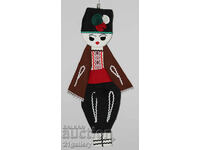 64 cm. Doll folk costume wool/textile wall decoration