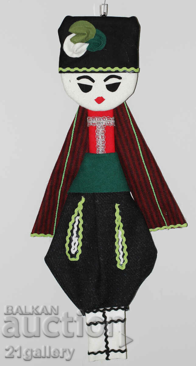 Auction 64 cm. Doll folk costume wool/textile wall decoration Auction 64 cm. Doll folk costume wool/textile wall decoration