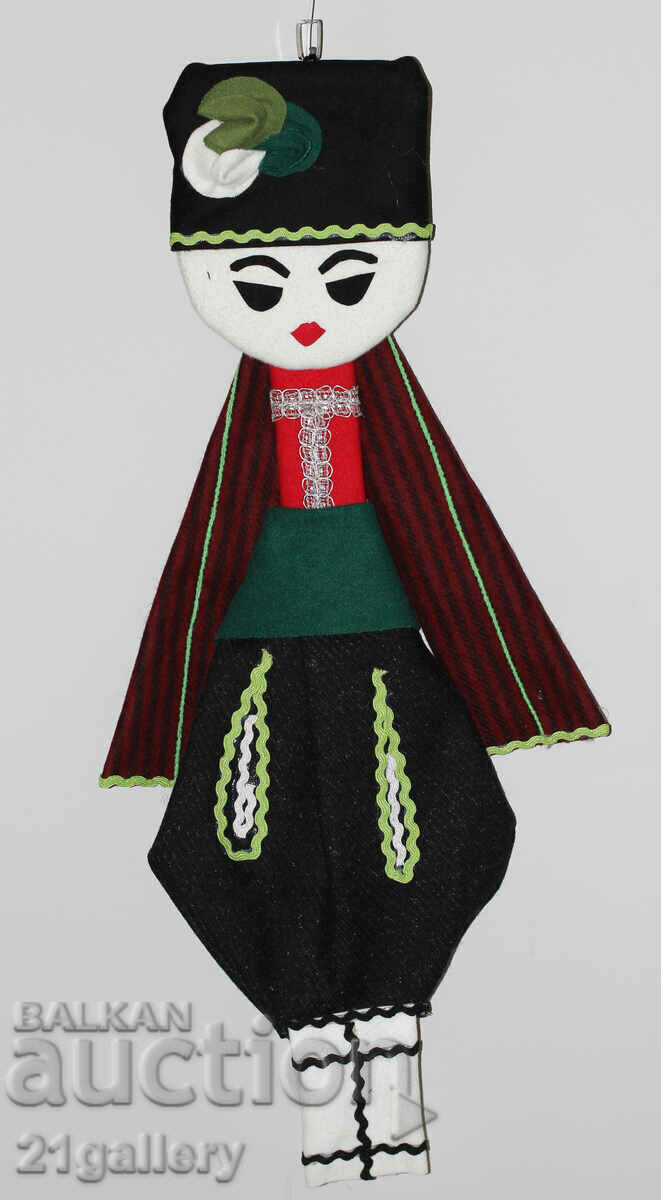 64 cm. Doll folk costume wool/textile wall decoration 64 cm. Doll folk costume wool/textile wall decoration