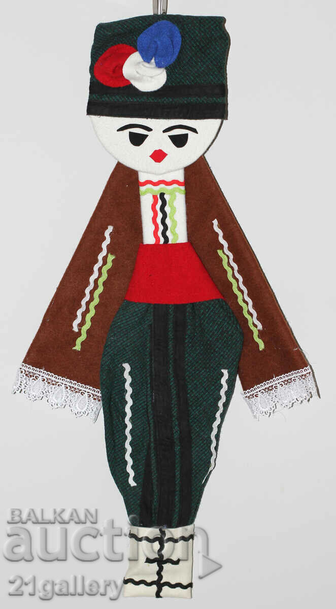 Auction 64 cm. Doll folk costume wool/textile wall decoration Auction 64 cm. Doll folk costume wool/textile wall decoration