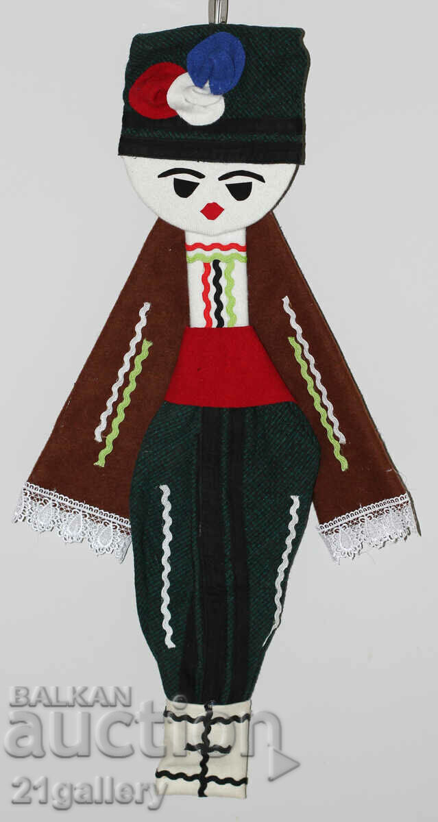 64 cm. Doll folk costume wool/textile wall decoration 64 cm. Doll folk costume wool/textile wall decoration