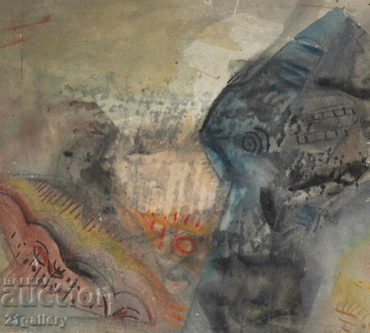 Vasil Dokev (1938-2017) "Easter gifts" 1990 watercolor with price 400.00 BGN | € 204.52