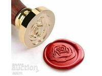 Wax stamp rose Set: stamp, spoon and wax