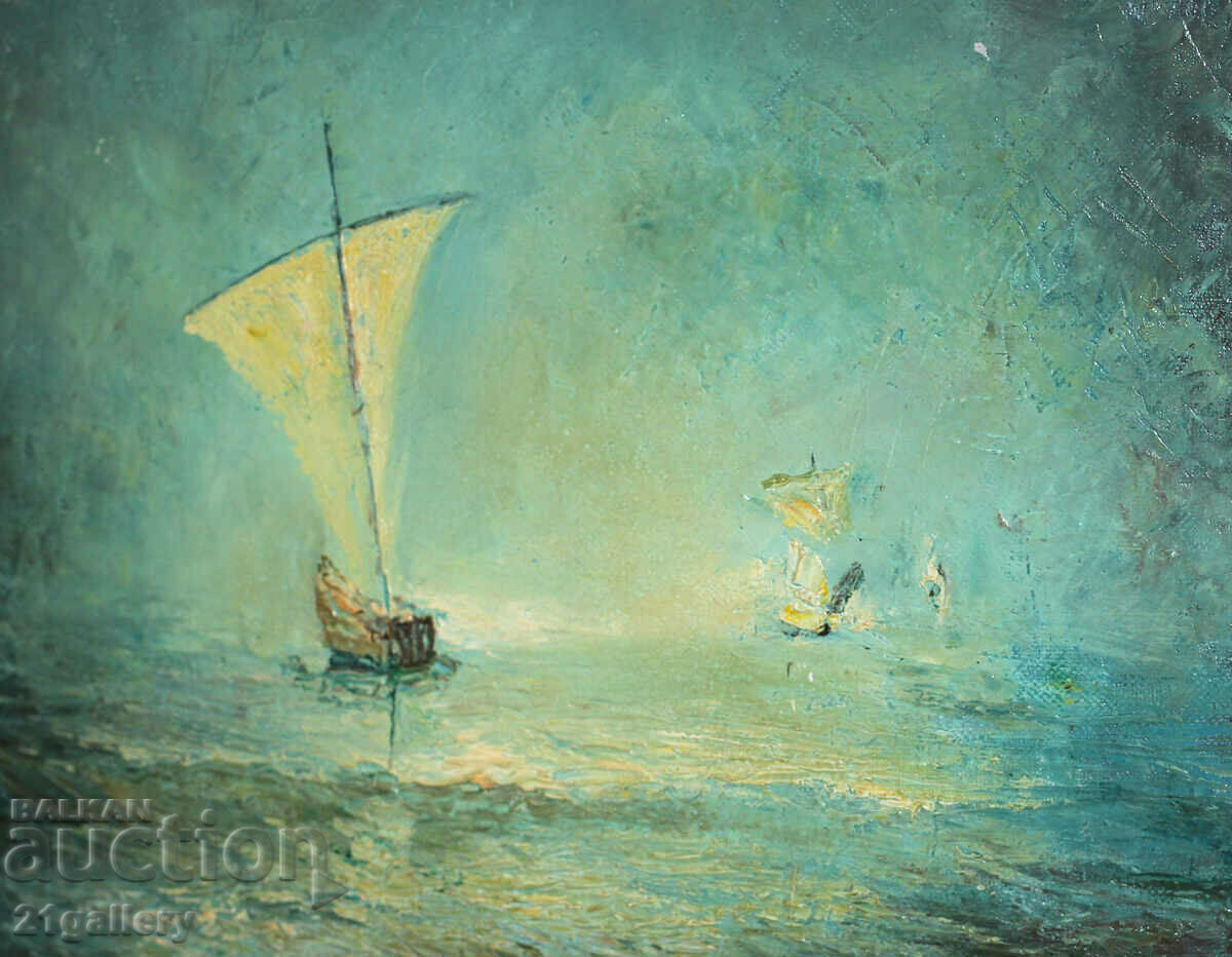 Auction  Seascape with a ship, oil on canvas, signed