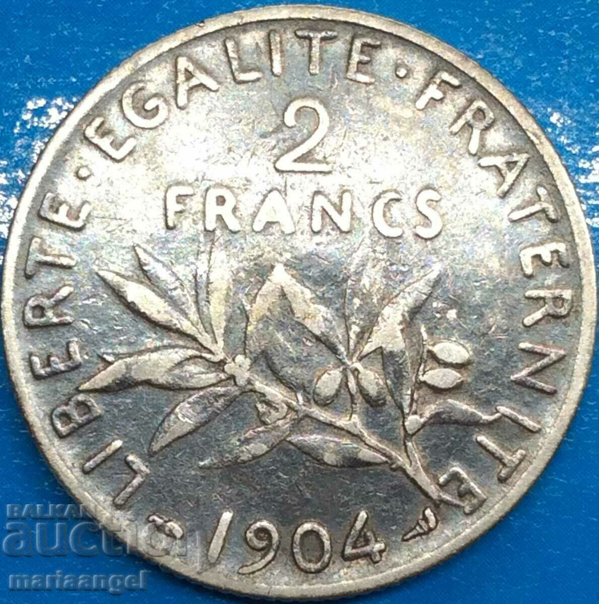 2 Francs 1904 France Silver Deep Patina