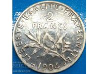 2 Francs 1904 France Silver Deep Patina