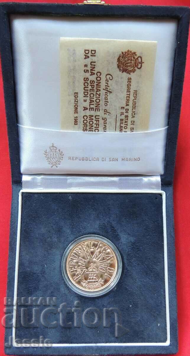 5 scudi 1983 San Marino ( злато ) UNC