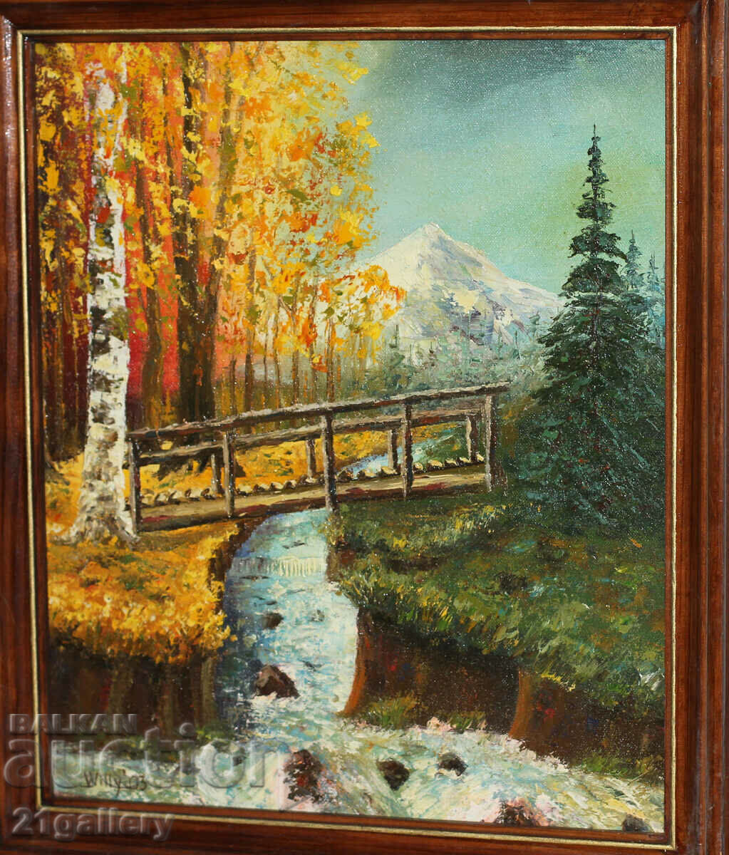 Vili Georgiev landscape from Pirin mountain, oil paints, 2005. with price 250.00 BGN | € 127.82 Vili Georgiev landscape from Pirin mountain, oil paints, 2005. with price 250.00 BGN | € 127.82