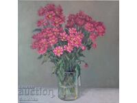 Author's painting, oil, flowers, chrysanthemums.