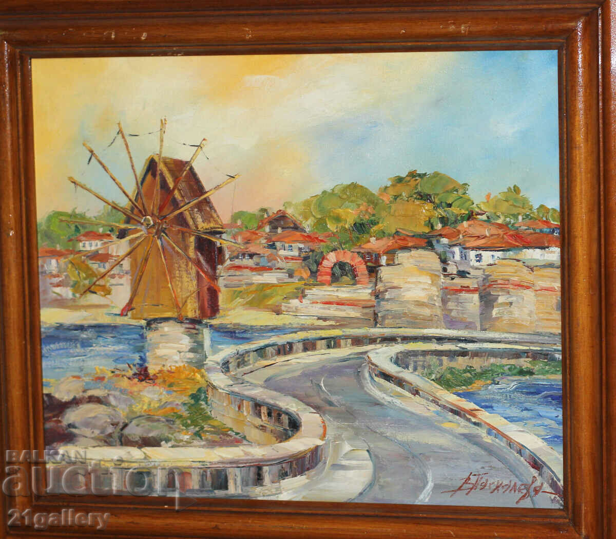 Verginia Pascaleva landscape "Nessebar", oil paints, signed with price 250.00 BGN | € 127.82 Verginia Pascaleva landscape "Nessebar", oil paints, signed with price 250.00 BGN | € 127.82