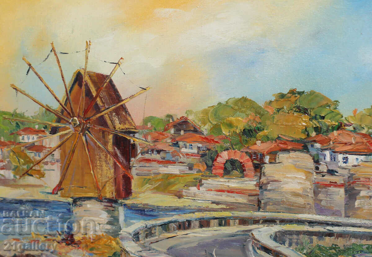 Auction Verginia Pascaleva landscape "Nessebar", oil paints, signed Auction Verginia Pascaleva landscape "Nessebar", oil paints, signed