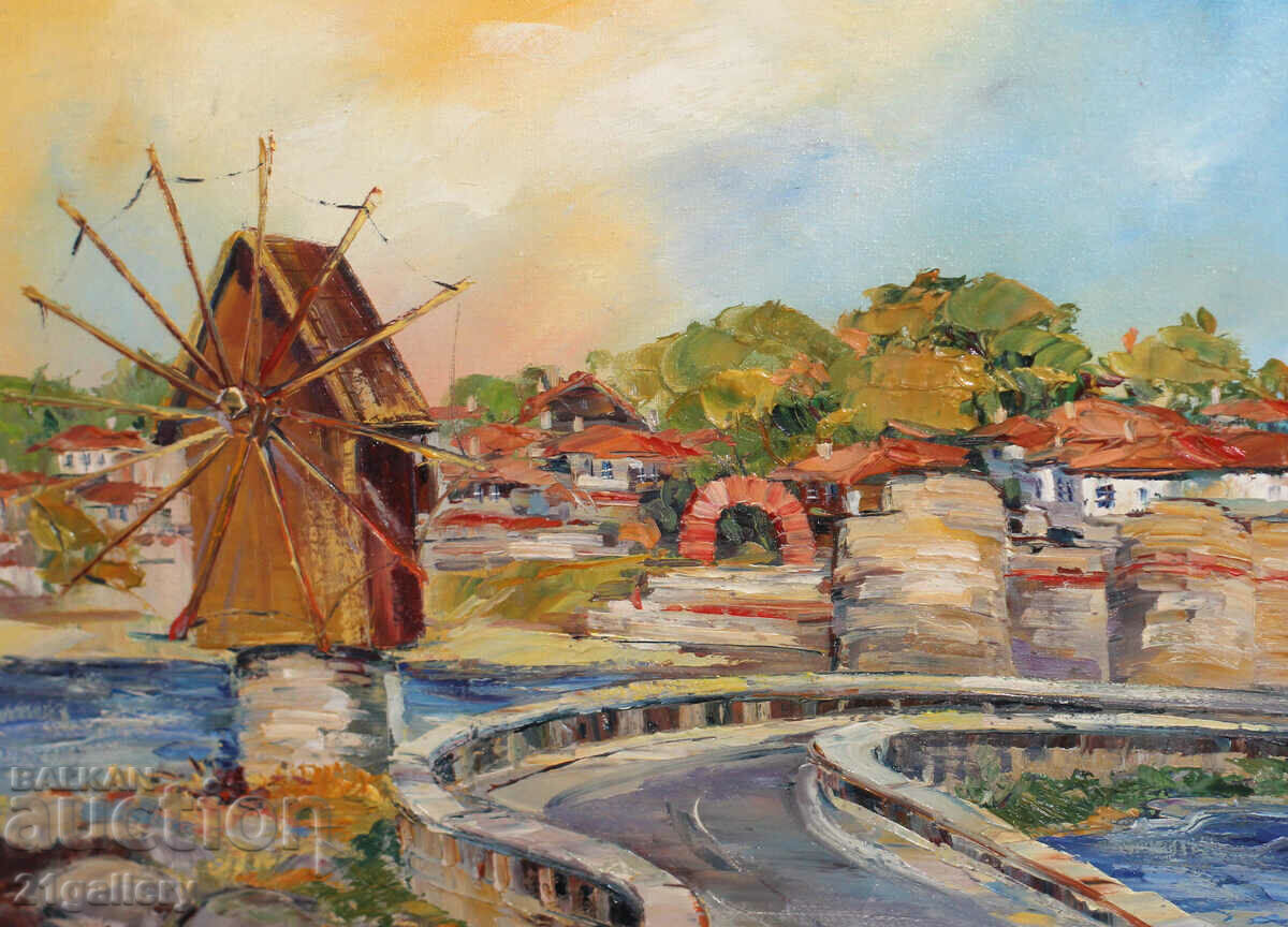 Delivery of Verginia Pascaleva landscape "Nessebar", oil paints, signed Delivery of Verginia Pascaleva landscape "Nessebar", oil paints, signed