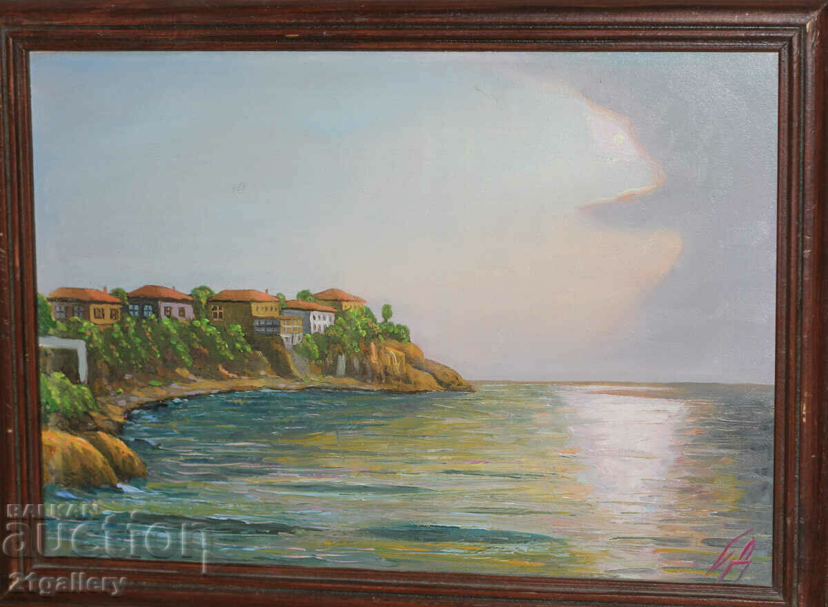 Stoyan Drazhev - seascape, bay, oil paints, signed with price 200.00 BGN | € 102.26 Stoyan Drazhev - seascape, bay, oil paints, signed with price 200.00 BGN | € 102.26